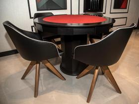 Mesa de Carteado com Gavetas e Porta copos - 0,90x0,80 - Com xadrez