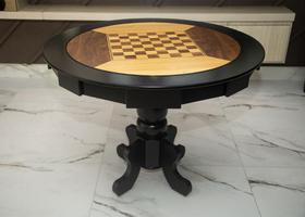 Mesa de Carteado com Gavetas e Porta copos - 0,90x0,80 - Com xadrez