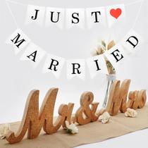 Mesa de casamento Just Married Banner Mr. & Mrs. Rose Gold