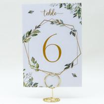 Mesa de casamento números 1-20 de eucalipto com suportes de ouro Mesa de casamento números 1-20 de eucalipto com suportes de ouro