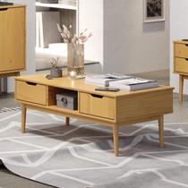 Mesa de Centro 2 Gavetas em Madeira Maciça Linha Nórdica Yescasa