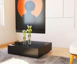 Mesa de Centro 60x60cm Quadrada MDF Preta ou Branca Laqueado Sala Casa Nova Decoração Aura