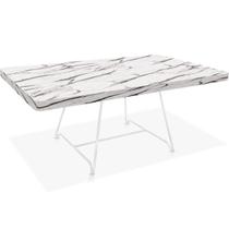 Mesa de Centro Amsterdã Retangular em Aço e MDF Clean - Branca e Vulcano