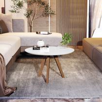 Mesa de Centro Apoio Decoração Para Sala Pés Madeira Estilo Retrô Dubai Branco Mesa de Centro Apoio Decoração Para Sala Pés Madeira Estilo Retrô Dubai Branco