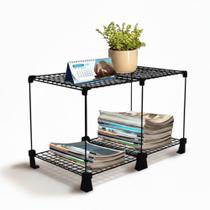 Mesa de Centro Aramada Decorativa para Sala 35x60cm Mesinha de Apoio Estilo Industrial Preto Mesa de Centro Aramada Decorativa para Sala 35x60cm Mesinha de Apoio Estilo Industrial Preto