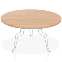 Mesa de Centro Argélia Redonda em Aço e MDF Clean - Branca e Jade