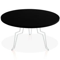 Mesa de Centro Argélia Redonda em Aço e MDF Clean - Branca e Preta