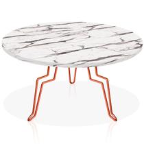 Mesa de Centro Argélia Redonda em Aço e MDF Clean - Cobre e Vulcano