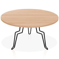 Mesa de Centro Argélia Redonda em Aço e MDF Clean - Preta e Jade