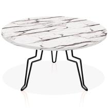 Mesa de Centro Argélia Redonda em Aço e MDF Clean - Preta e Vulcano