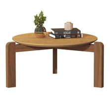 Mesa De Centro Áustria Canela Redonda Pés Madeira Eucalipto - EcomHome