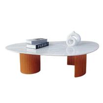 Mesa de Centro Berlim Orgânico Mármore Espirito Santo MDF 80CM Branco Modelar Art Moveis Mesa de Centro Berlim Orgânico Mármore Espirito Santo MDF 80CM Branco Modelar Art Moveis