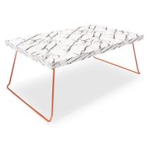 Mesa de Centro Berlim Retangular em Aço e MDF Clean - Cobre e Vulcano