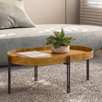 Mesa de Centro Bete 93cm no Couro Caramelo - sallar home