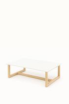 Mesa De Centro Branca Com Base Pinus Madeira Design Clean - Dos Hermanos