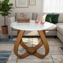 Mesa De Centro Cebola Com Vidro 50cm - Mesa De Centro Cebola Com Vidro 50cm -