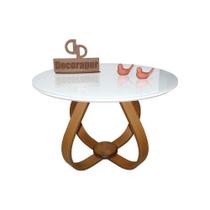 Mesa De Centro Cebola Com Vidro 70cm Branco 40cm