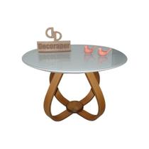 Mesa De Centro Cebola Com Vidro 70cm Off White 40cm
