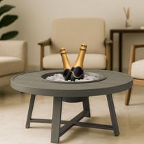 Mesa de Centro Champanheira Zaffi Tampo Alumínio Redondo Ripado com Balde 9 Litros Mesa de Centro Champanheira Zaffi Tampo Alumínio Redondo Ripado com Balde 9 Litros