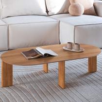 Mesa de Centro Chanfrada em MDF 120cm Pés em Madeira Maciça