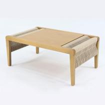 Mesa de Centro Cíntia Nacional Móveis 90 cm (largura) Corda Náutica Areia Tampo MDF Amêndoa Mesa de Centro Cíntia Nacional Móveis 90 cm (largura) Corda Náutica Areia Tampo MDF Amêndoa