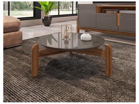Mesa de Centro Circular para Sala de Estar Lizz Cinza Perola/Cedro Mesa de Centro Circular para Sala de Estar Lizz Cinza Perola/Cedro