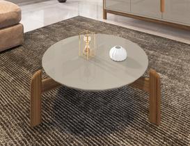 Mesa de Centro Circular para Sala de Estar Lizz Off-White/Cedro