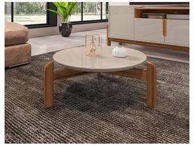 Mesa de Centro Circular para Sala de Estar Lizz Off-White/Cedro Mesa de Centro Circular para Sala de Estar Lizz Off-White/Cedro