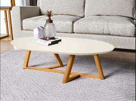Mesa de Centro Classic Off White Pés Em Madeira e Tampo MDF Para Sara De Estar.
