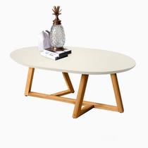 Mesa de Centro Classic para Apoio e Organização da Sala de Estar com Tampo Oval Design Moderno Offwhite Mesa de Centro Classic para Apoio e Organização da Sala de Estar com Tampo Oval Design Moderno Offwhite