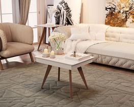 Mesa de Centro Classic Pés de Eucalipto Maciço Off White Móveis Decor