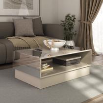 Mesa de Centro com Espelhos Detroit Bege Off White Mesa de Centro com Espelhos Detroit Bege Off White