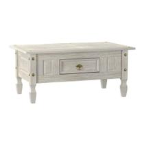 Mesa De Centro Com Gaveta Em Madeira 100x60x45 Cm Pátina Branca Elliottiis Mesa De Centro Com Gaveta Em Madeira 100x60x45 Cm Pátina Branca Elliottiis