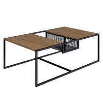 Mesa de Centro Com Nicho Pés Metálicos York Vermont/Preto - Artesano