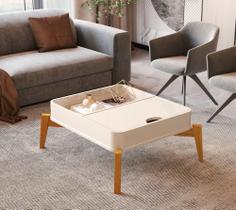 Mesa de Centro com Pés em Madeira Maciça Buriti