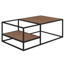 Mesa de Centro Com Prateleira Estilo Industrial Steel Quadra 27854 Vermont/Preto - Artesano