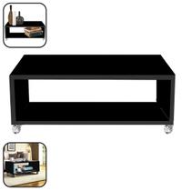 Mesa de Centro Com Rodizio E Travas Decorativa 30x60x45cm MDF Preto Mesa de Centro Com Rodizio E Travas Decorativa 30x60x45cm MDF Preto