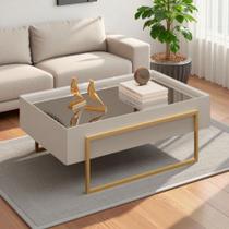 Mesa de Centro com Tampo Espelhado e Pés em Metal Dourado Kika Bali - MABE MAGAZINE
