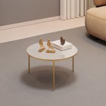 Mesa de Centro com Tampo Redondo e Pés em Metal Dourado Cleia Bali - MABE MAGAZINE
