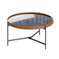 Mesa de Centro com Vidro Aqua MBraçoore Black e Grafite 57 cm