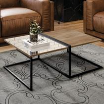 Mesa de Centro com Vidro Barcelona Demolição Preto Mesa de Centro com Vidro Barcelona Demolição Preto