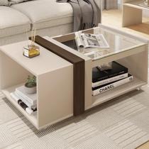 Mesa de Centro Com Vidro Mobiliário para sala com Rodízios