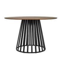 Mesa de Centro Cone Base Metálica Preta Tampo Amadeirado 120cm