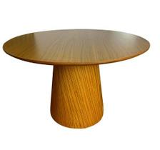 Mesa de Centro Cone Tampo 70 cm em MDF Freijó e Base em Madeira Natural Freijó