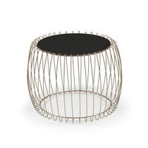 Mesa de Centro Creta 57 cm (LARG) com Tampo de Vidro Preto Base Aco Cobre - 56937