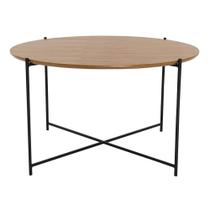 Mesa de Centro Dallas Redonda Nacional Móveis 82 cm (largura) Tampo MDF Amêndoa Base em Metal Preto Mesa de Centro Dallas Redonda Nacional Móveis 82 cm (largura) Tampo MDF Amêndoa Base em Metal Preto