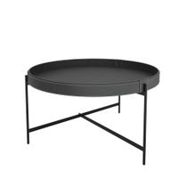 Mesa de Centro Décor 70cm em Couro Preto - Móvebrinque