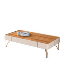 Mesa de Centro Decorativa Cadenza MDP/MDF Pés de Aço Off White/Cinamomo G26 - HB Móveis Mesa de Centro Decorativa Cadenza MDP/MDF Pés de Aço Off White/Cinamomo G26 - HB Móveis