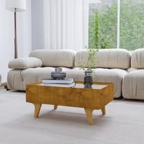 Mesa de Centro Decorativa em Mdf Sena Tampo em Espelho Gaveta com Corrediça Telescópica