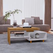 Mesa de Centro Decorativa Lima Tampo Duplo Design Cinamomo/off-white